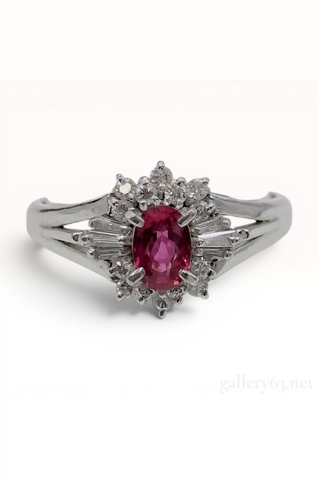 Platinum Ruby and Diamond Cocktail Ring