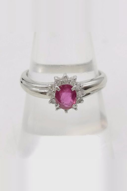 Platinum Ruby and Diamond Cluster Ring