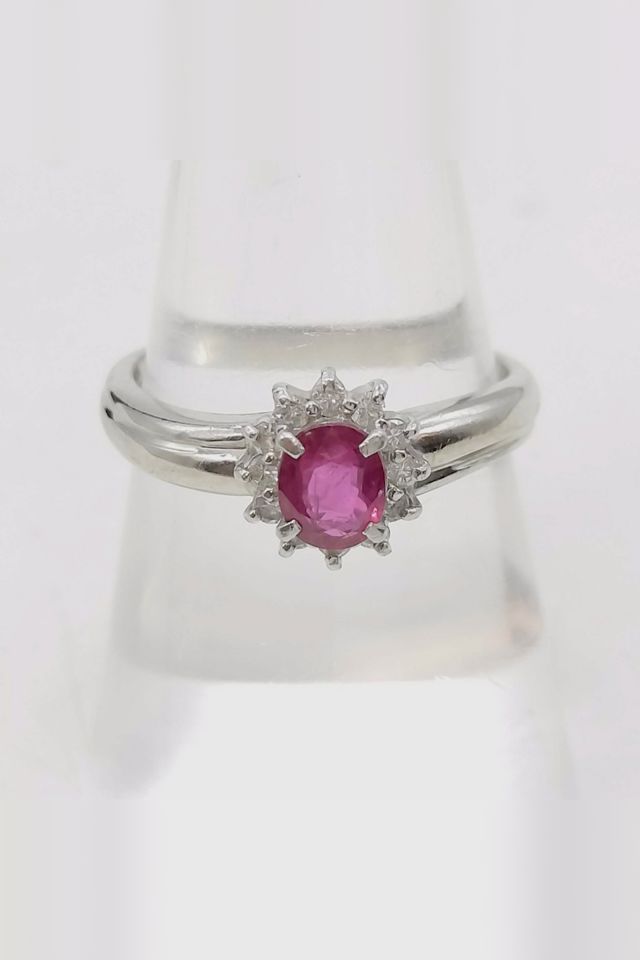 Platinum Ruby and Diamond Cluster Ring
