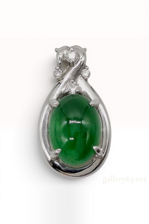 Platinum Jadeite and Diamond Teardrop Pendant