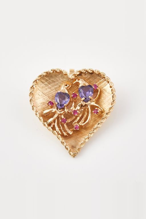 14k Gold Stone Brooch