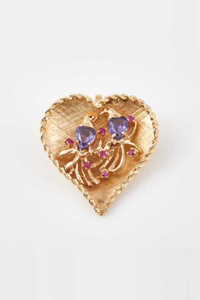 14k Gold Stone Brooch