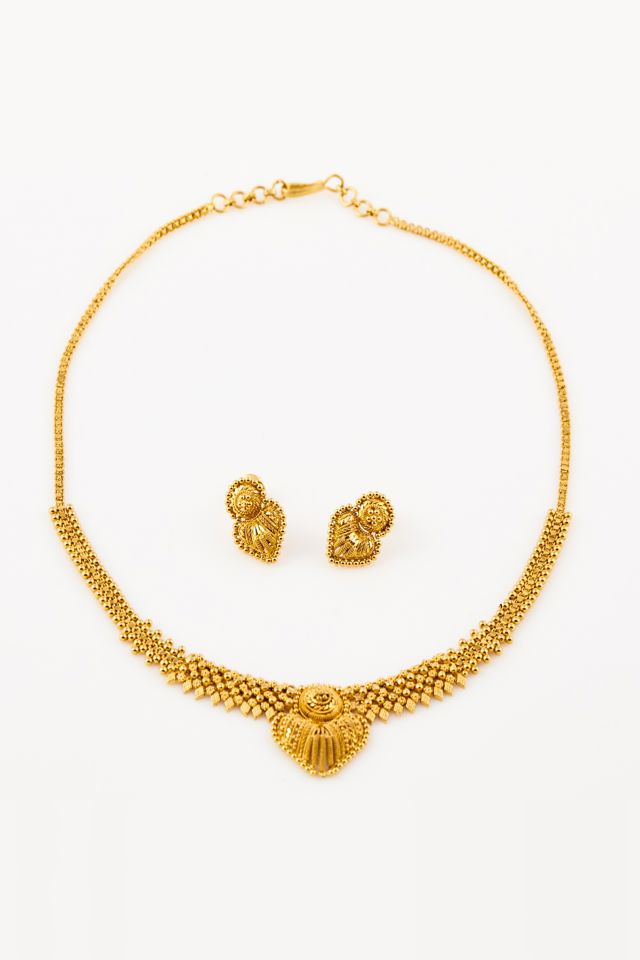 22k Gold Necklace and Earrings