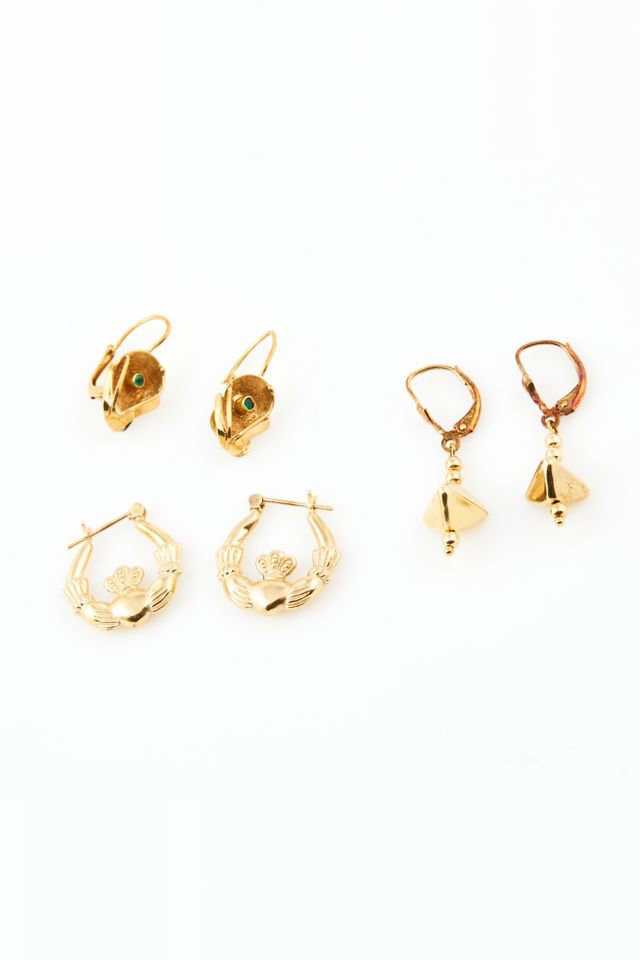 Six Gold Stone Earrings