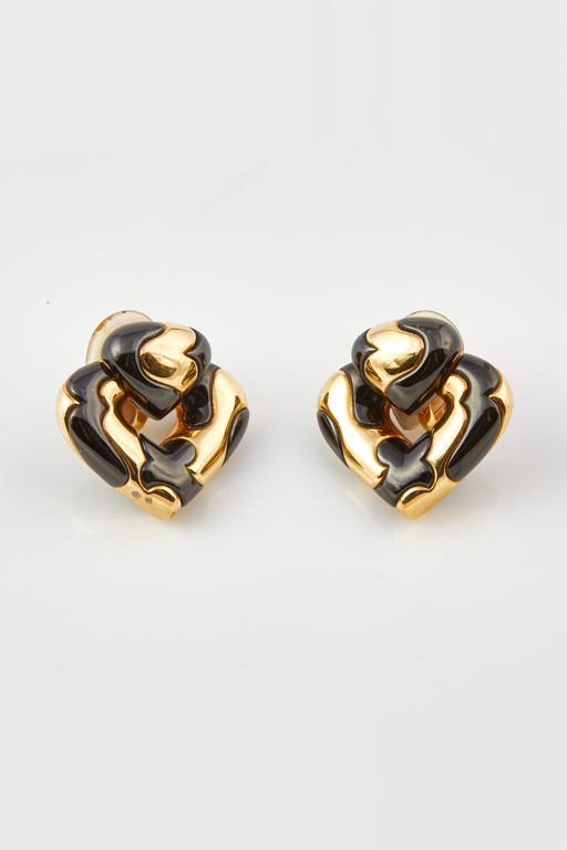 Pair of 18k Gold Stone Earrings