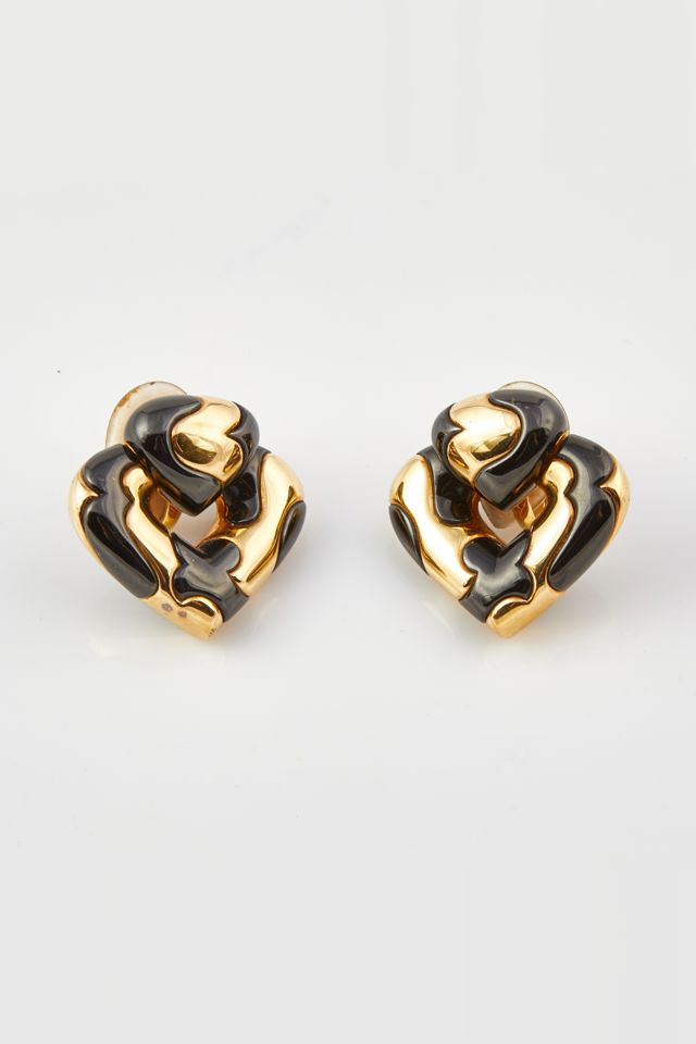 Pair of 18k Gold Stone Earrings