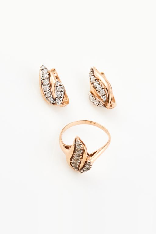 14k Gold Stone Ring and Earrings