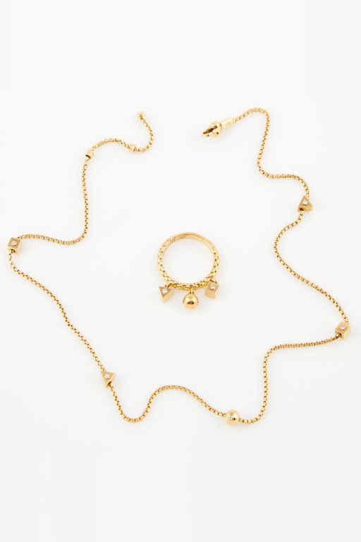 18k Gold Diamond Necklace and Ring