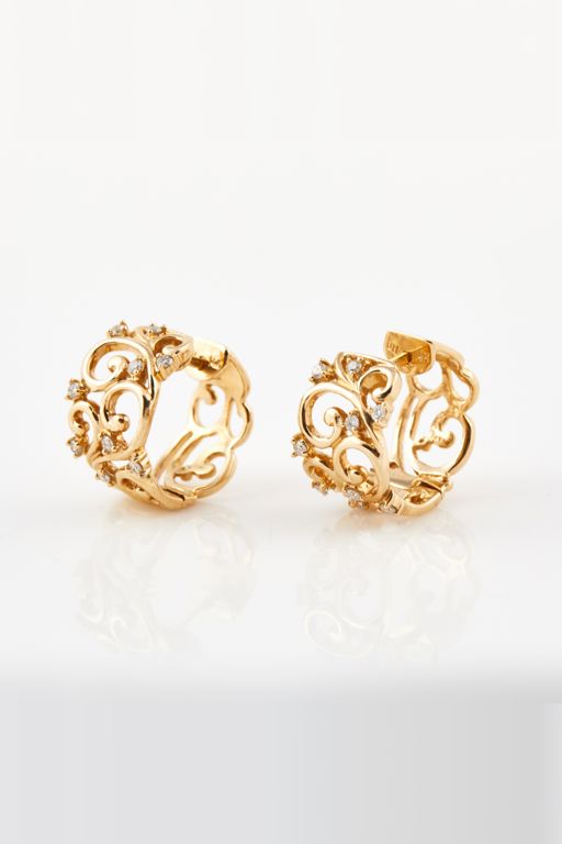 Pair of 14k Gold Diamond Earrings