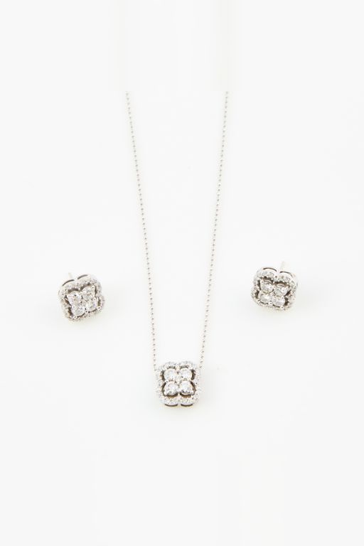 14k Gold Diamond Earrings, Pendant and Chain