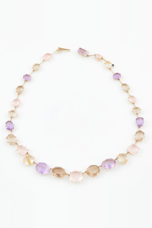 18k Gold Diamond and Stone Necklace