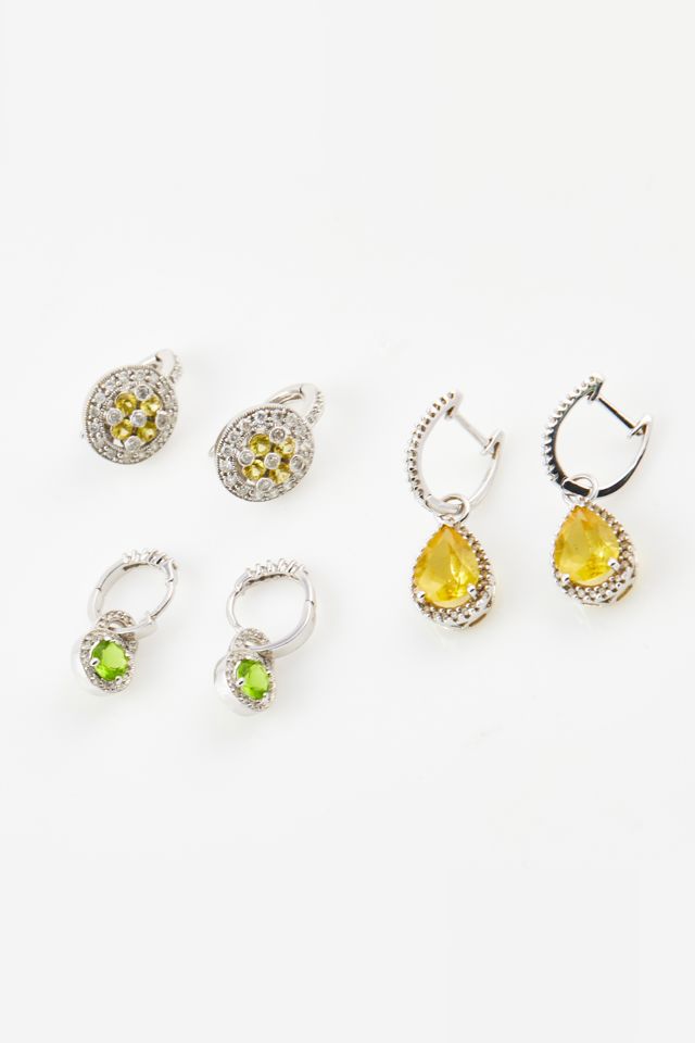 Six 14k Gold Diamond and Stone Earrings