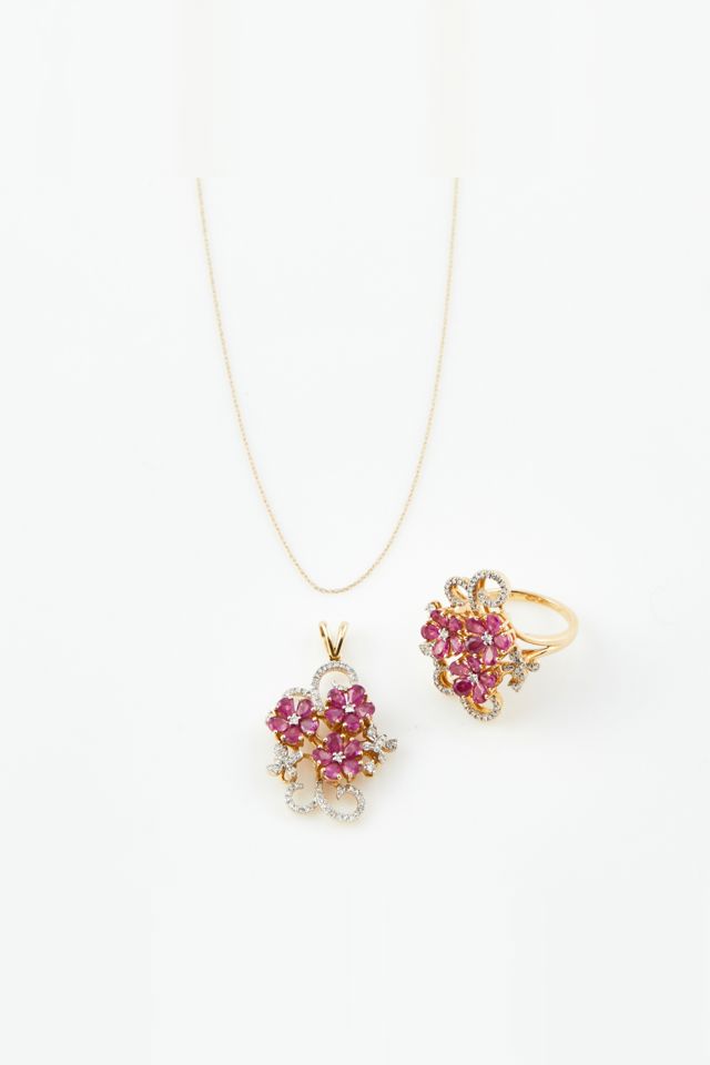 14k Gold Diamond and Stone Jewelry Set