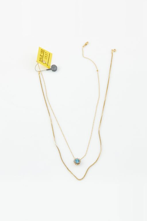 14k Gold Diamond and Stone Pendant Necklace