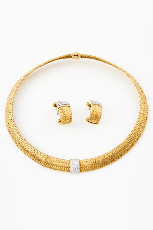 18k Gold Diamond Necklace and Earrings