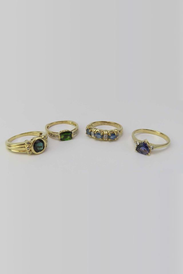 Four 9k Gold Gemstone Rings