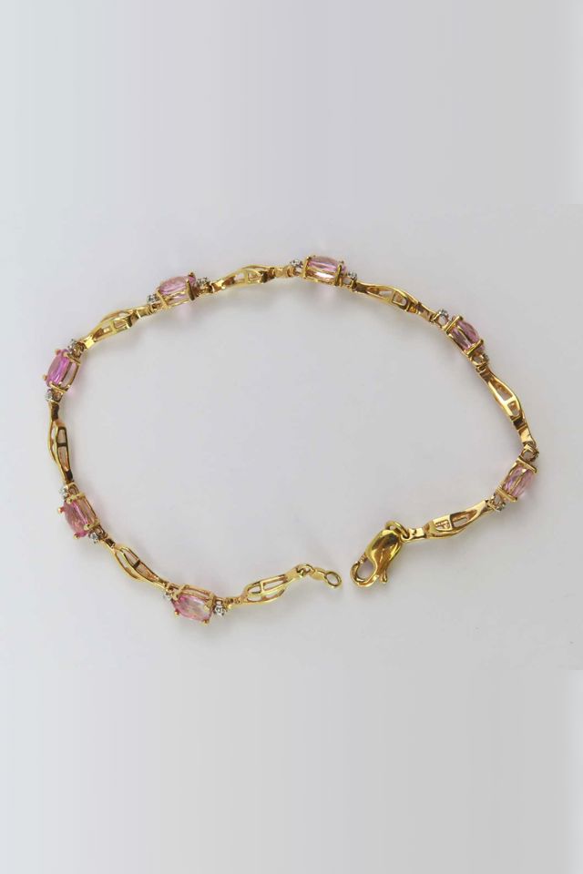 14k Gold Sapphire and Diamond Chain Bracelet