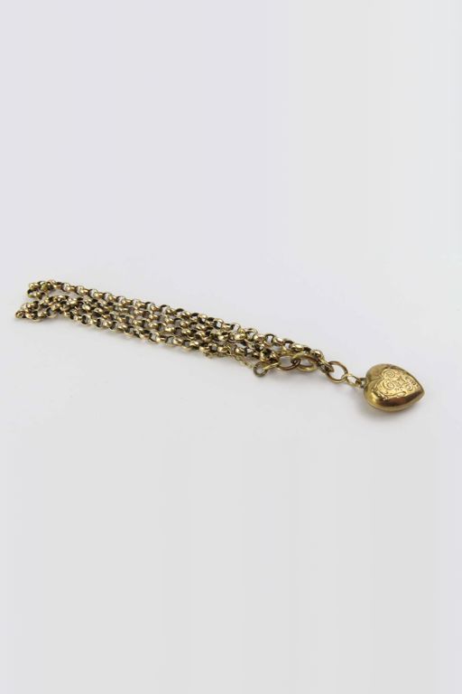 9k Rose and Yellow Gold Heart Charm Chain Bracelet