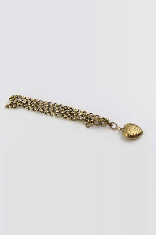 9k Rose and Yellow Gold Heart Charm Chain Bracelet