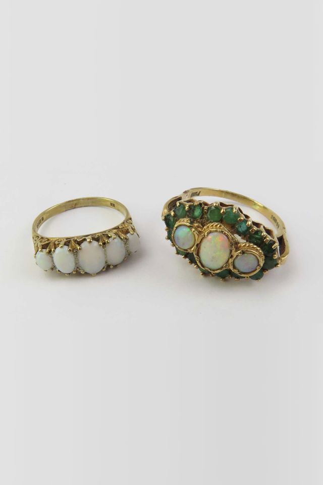 Two 9k Yellow Gold Gemstone Rings