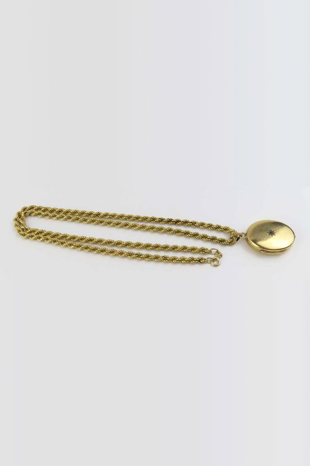 9k Yellow Gold Ruby Locket Pendant Necklace