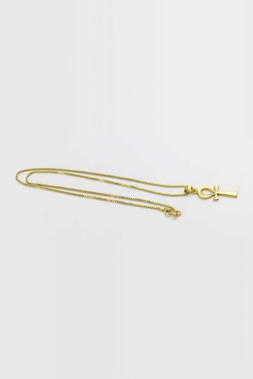 18k Yellow Gold Ankh Pendant Necklace