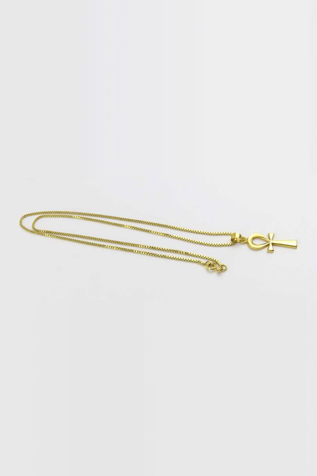 18k Yellow Gold Ankh Pendant Necklace