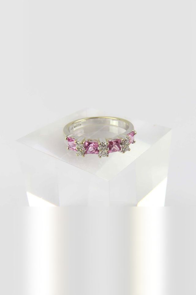 18k Gold Sapphire and Diamond Half Eternity Ring