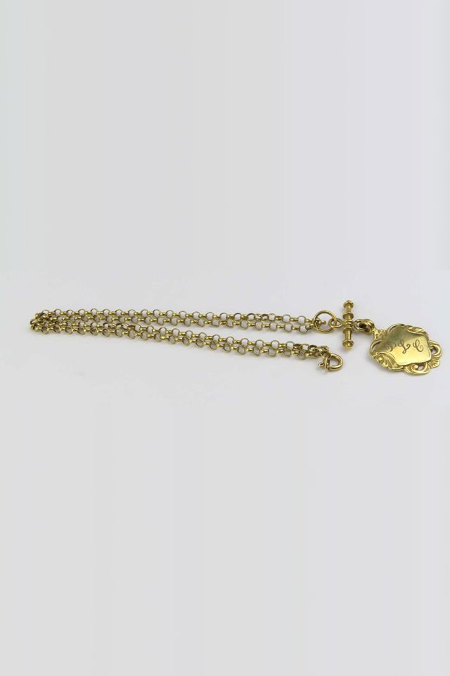 9k Yellow Gold Shield Pendant Necklace