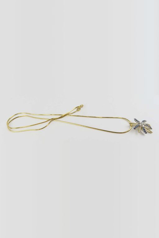 Gold Sapphire and Diamond Pendant Necklace