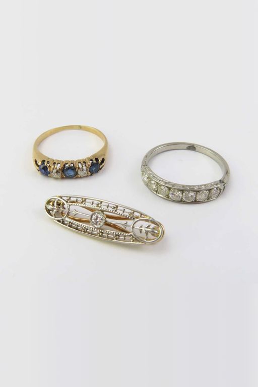 9k Gold and Platinum Gemstone Jewelry Set