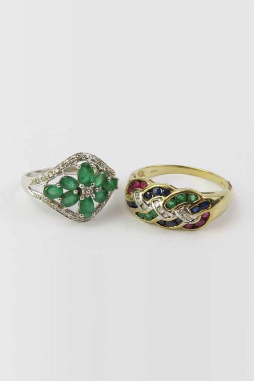 Two 9k Gold Gemstone Dress Rings