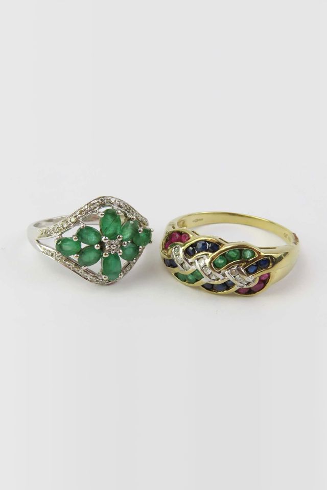 Two 9k Gold Gemstone Dress Rings