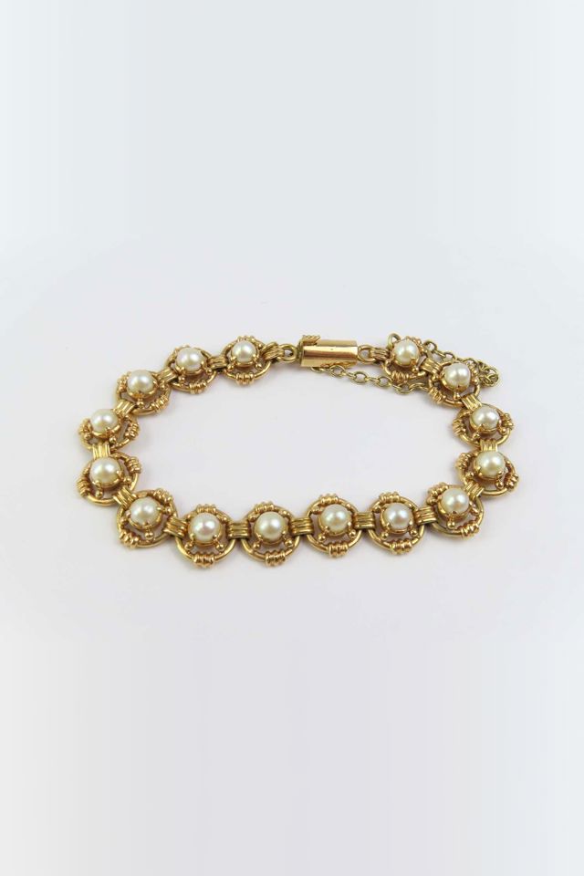 18k Yellow Gold Pearl Link Bracelet