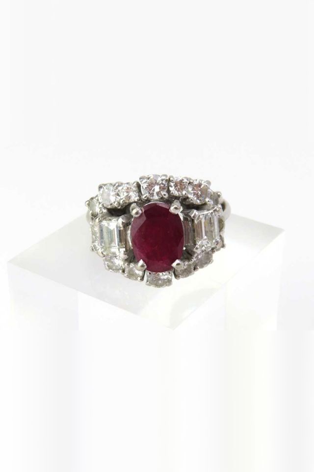 18k White Gold Ruby and Diamond Cocktail Ring