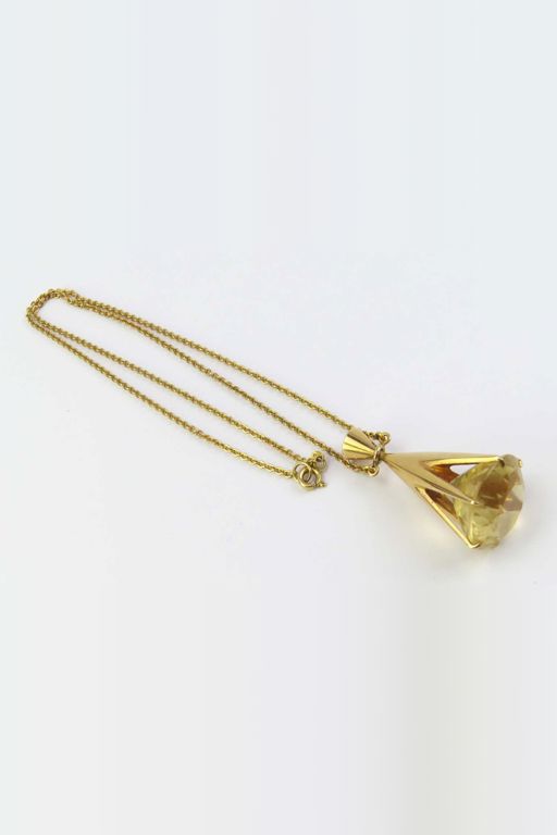 14k Yellow Gold Citrine Pendant Necklace