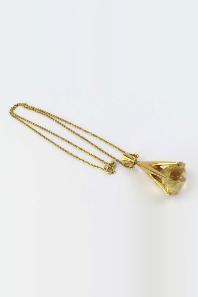 14k Yellow Gold Citrine Pendant Necklace