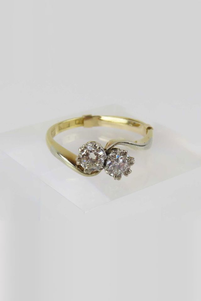 18k Yellow Gold and Platinum Diamond Ring