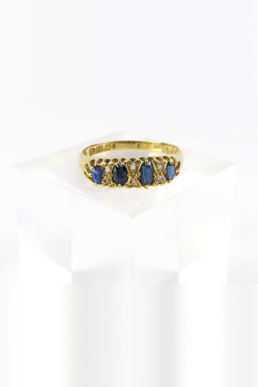 18k Yellow Gold Sapphire and Diamond Dress Ring