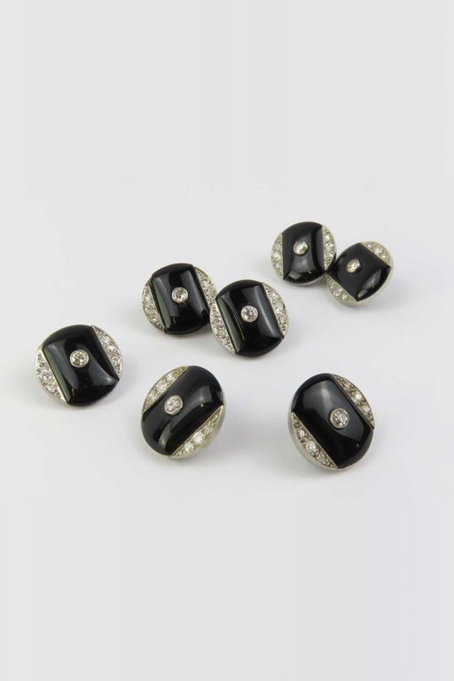 Platinum Onyx and Diamond Cufflinks