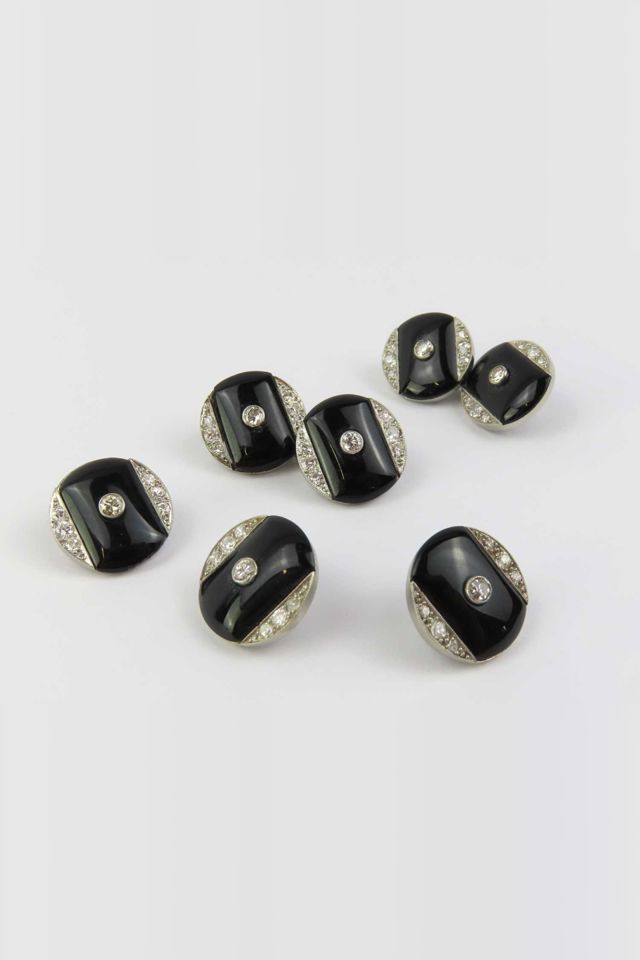 Platinum Onyx and Diamond Cufflinks
