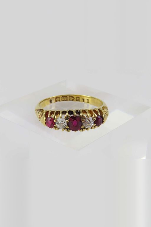 18k Yellow Gold Ruby and Diamond Ring