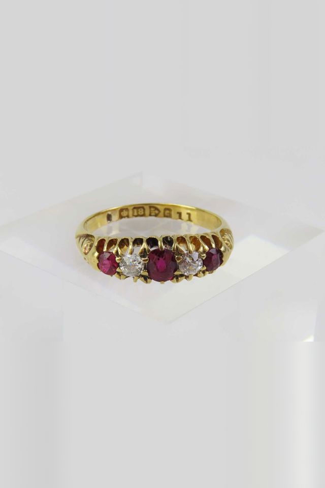 18k Yellow Gold Ruby and Diamond Ring
