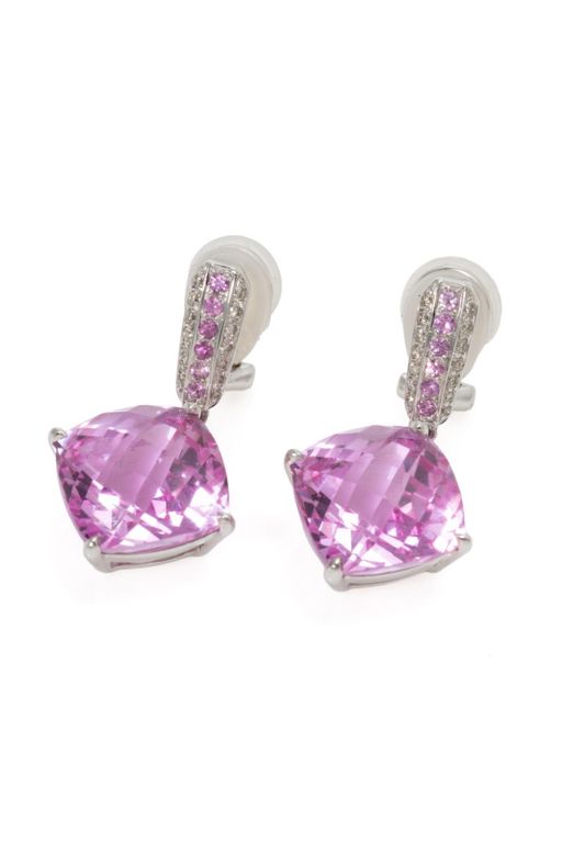 18k White Gold Sapphire and Diamond Drop Earrings