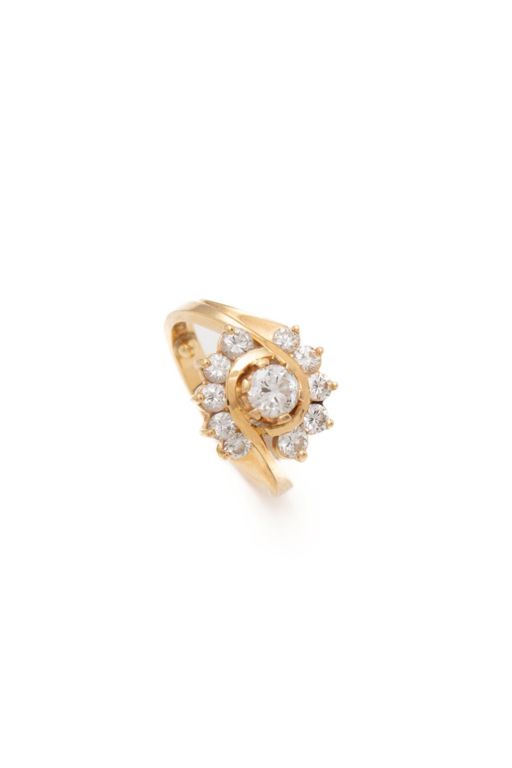 18k Yellow Gold Diamond Bypass Dress Ring
