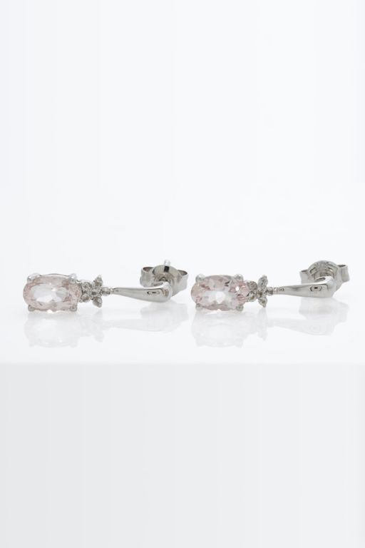 10k White Gold Morganite and Topaz Stud Earrings