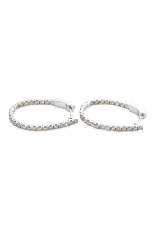 18k White Gold Diamond Hoop Earrings