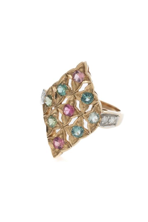 9k Gold Tourmaline and Diamond Ring