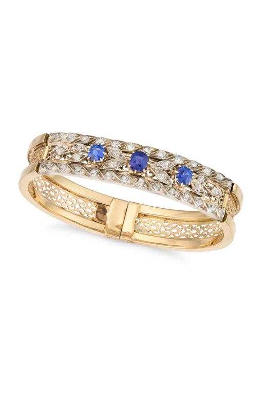 Gold and Silver Sapphire and Diamond Bracelet