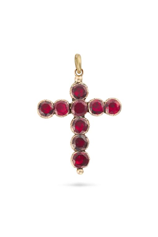 Garnet Cross Pendant